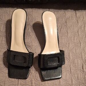 INC Chic Black Textured Mules